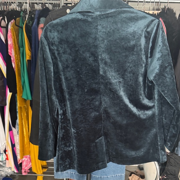 Mystree Velvet Blazer with Red Striped Sleeves - Picture 2 of 3